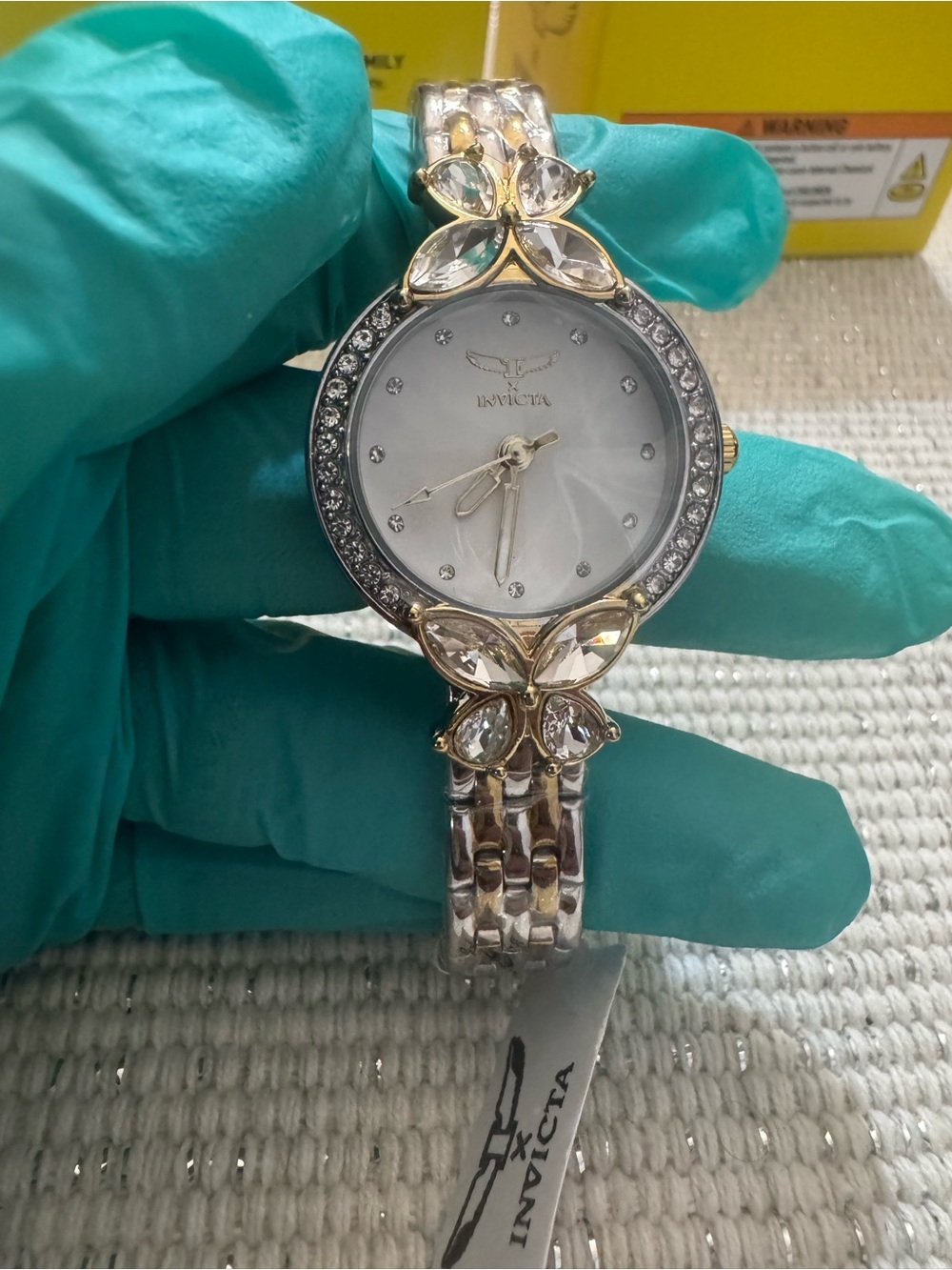 Invicta Two-Tone Gold and Silver Crystal Butterfly Women's Watch - Picture 5 of 5